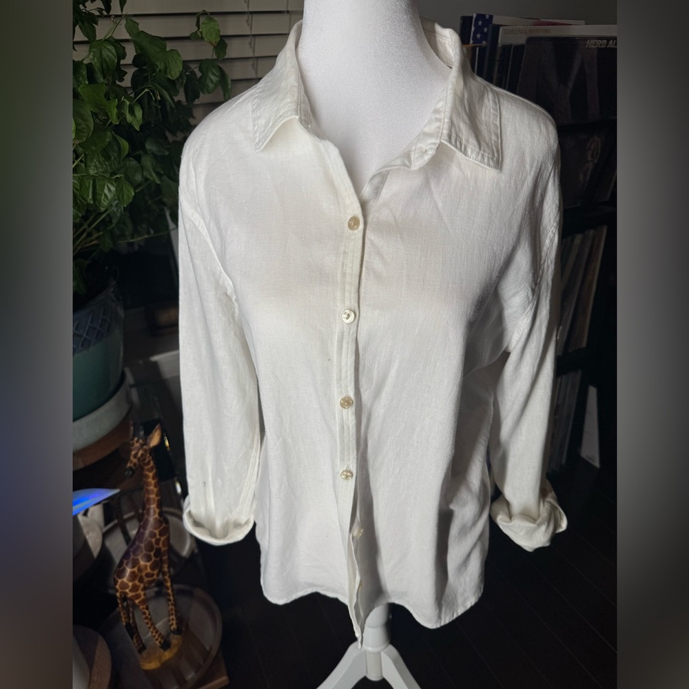 Orvis Linen Women's White Button-Down Shirt